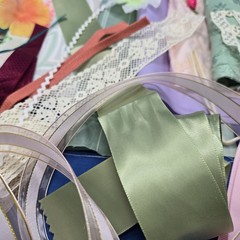 Slow Stitching Lot Fabric Scraps Trim Lace Ribbon Sew 3/4 Lb Junk Journaling