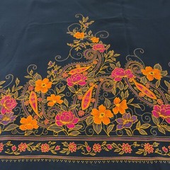 Printmaker International 45 Inch x 116 3.2 Yards Large Black Red Floral Pattern