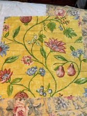 Lot of 4 yellow color design fabrics floral solid quality vintage new