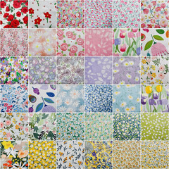 Floral Charm Packs for Quilting 5 Inch, 42Pcs 100% Cotton Fabric Squares 5 X 5 P
