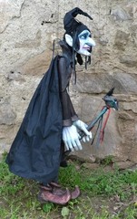 Czech Folk Art Marionette Black Magician – Handmade Original Puppet