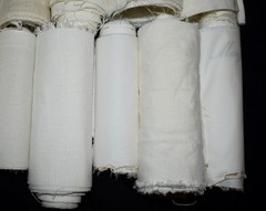 2 Lbs 2.2oz Linen & Cotton Fabric Remnant Strips ** White—Cream—Natural ** 3-5″w