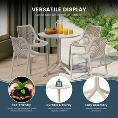 Frond&Form Modern Outdoor Patio Poly Plastic 31.5″ round Dining Table in Sand