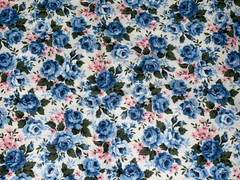 By 1/2 Yd Vintage Blue Rose Pink Floral by Cranston Cotton Quilt Fabric BTHY