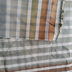Vintage Plaid Faux Silk Fabric 57×114 Striped Checked 3 Yards