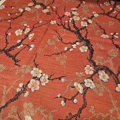 Kokka Japan Haikara 100% Cotton Fabric Plum Blossom Ume Over Brick Red 44″ 5+ yd