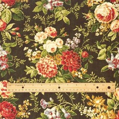 Richloom Vintage Floral HUNTER GREEN Cotton Drapery Curtain Pillow Sewing Fabric