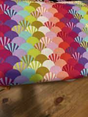 1/2 YD PARISVILLE Deja vu FANS Multi Scallops Cotton Quilt Fabric Tula Pink OOP