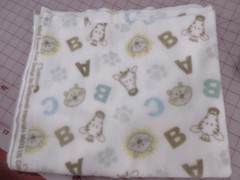 Fleece Fabric – Sloths on Cream 33″ x 51″ and Animals/ABC on Cream 26″ x 62″