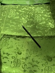 Chinese Bright Green Lucky Symbols 100% Silk – Shanghai.