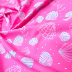 Spandex Fabric Pink Clam Shell Print 4-way Stretch 60″ wide Swimsuit By the Yard
