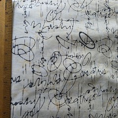 Bold Signature in Gray on Beige Batik Cotton Shirting – for Shirting/Quilting!