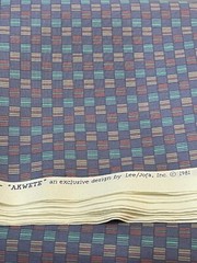 12 yds x 55″ Lee Jofa Akwete Canvas Cotton Fabric Geometric Gray/ Blue Print