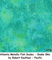 Atlantia Metallic Fish Scales Snake Skin cotton quilt fabric Kaufman BTY Silver