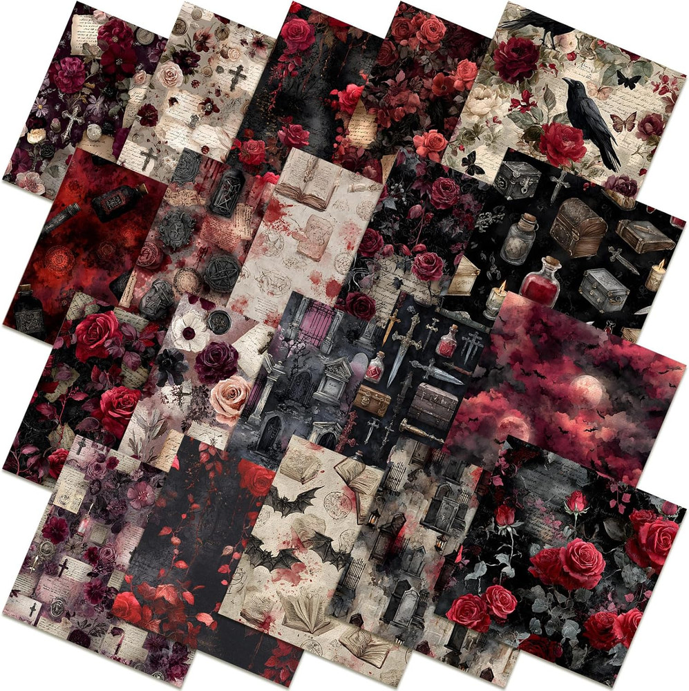 20 Pcs 10”X10” Gothic Halloween Quilting Fabric Square Vintage