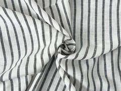 100% Linen Woven Fabric 51~52″ Wide 1 Yard Pre Cut Simple Stripe Black 6386