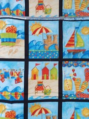 Shore Thing Quilt Fabric 3.5 Yds x 43″ Squares Art by Bernie Beach Summer Cotton