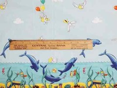 Dancing Dolphins Cotton Border Fabric MMFab Inc Novelty Remnant 21 ½” x 53”