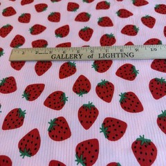 One & One Half Yard 60” Wide Light Pink Rib Knit Fabric/Strawberries On It NEW