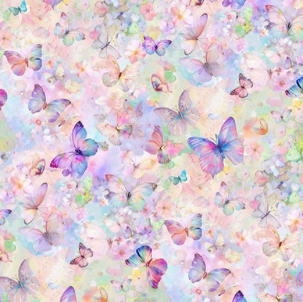 Flutter by Timeless Treasures Multicolor Butterflies Cotton Fabric by The Yard