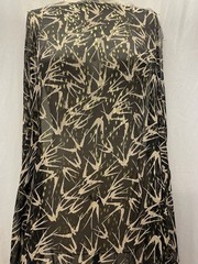 100% Silk Chiffon Birds Print Gold Lurex Black Fabric 1 Yard Long and 54″ Wide