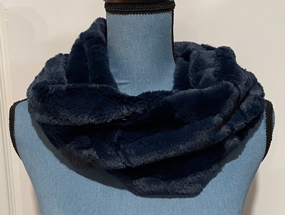 Infinity Scarf Handmade Blue Lux Cuddle Fabric Shannon 10 In Wide 35 In Long