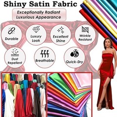 5/10 YARD Satin Fabric Sewing Craft DIY Wedding Party Décor Silky Sateen fabric