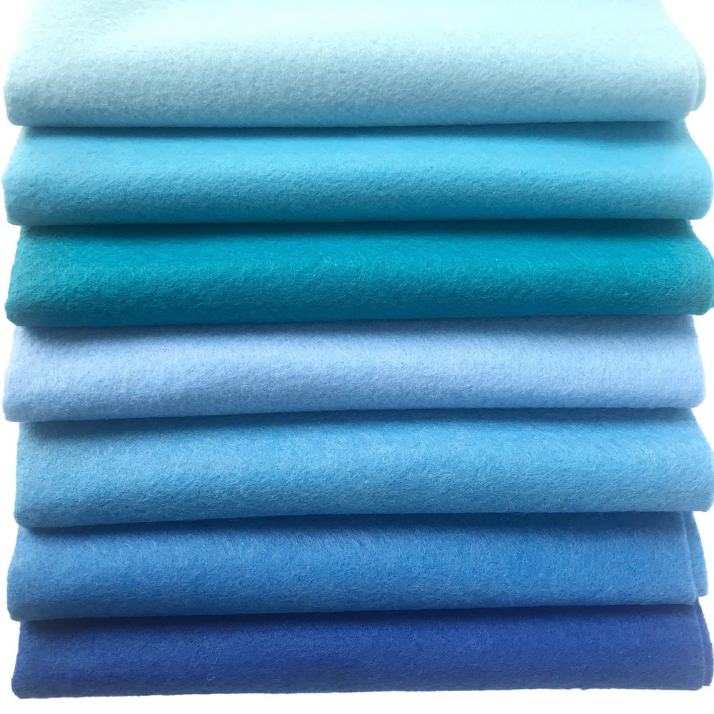 7 PCS 18×18 Inch 1.4mm Soft Felt Fabric Sheet Blue Series DIY Craft Patchwork