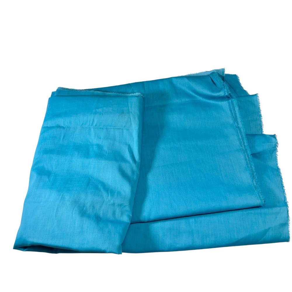 5.5 Yard Turquoise Blue Fabric Yardage Slub Texture Crafting Sewing Mid-Century