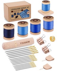 FOUSNOW Upholstery Repair Kit, Sewing 26 Pcs (Blue Thread), Multicolor
