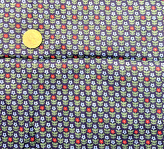 FQ+ 1930s Repo Cotton Fabric Blue Green Red Calico Flowers 25″ X 21″