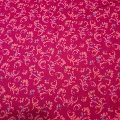 Ashtyn BTY Junebee Ink & Arrow Floral Scroll Teal Green on Dark Hot Pink