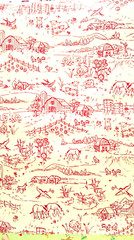 Fabric Red Rooster “Beatrix Potter Farm” Turn of Century 3 Pc Bunnies Pig $5.50