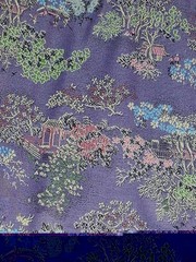 Japanese Brocade Fabric Satin Lavendar Pagoda Dress Kimono Vintage US SELLER