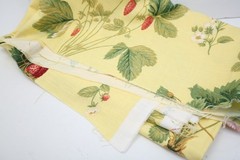 Vtg Yellow w/ Strawberries Decorator Fabric Richloom 1998 Approx 55″x37″ Craft