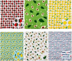 Vivid 12-Piece Cotton Fruit Pattern Fabric Set for Quilting & Sewing Projects