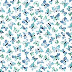 1/2 Yard Fabric – Rustic Flutter – Teal/White by Katie Daisy for Benartex
