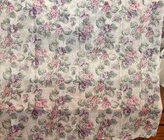 Vintage Sheer Pink Mauve Purple Green Tan Floral Fabric 45” wide