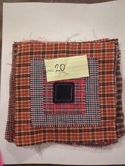 LOT of 20 Plaid Red Blue White Green Random sewn cotton fabric QUILT Blocks 6×6