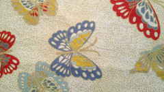Fabric Red Rooster “Butterflies” Steel Blue Burnt Orange on Spackled Tan $1.50