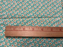 Vtg Calico Tiny White/Yellow/Orange Flowers On Green Fabric 1 Yard X 44in