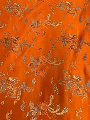 Hope ORANGE Dragon Brocade Chinese Satin Fabric by the Yard – 10040