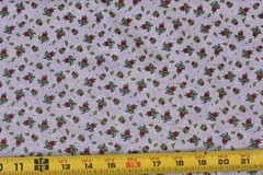 By 1/2 Yd, Red & Green Calico on Lavender Quilt Cotton, Red Rooster/Shore, P6730