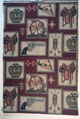 Fabric – Vintage Upholstery Tapestry Western Cowboy in Rope Frames 18″ L x 54″ W