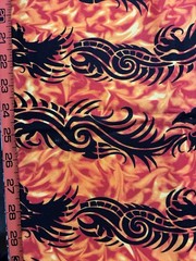 Dragon and Flames Cotton Fabric 45 X46 Wide by Cranston Print Works New
