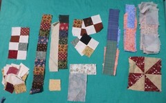 4 lb 13 oz Box Starter Quilt, String Pattern, Sections & Loose Pieces FSBTB106