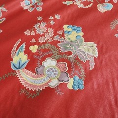 5Y Passage To India P Kaufman Drapery Fabric 55W Red Orange Floral #0091