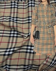 PLAID FABRIC 100% COTTON BEIGE TARTAN Red White Black ClassicCheck 2.0 meter