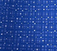 Blue Cotton Fabric Square Star & Grid Pattern 9″x44″ Sewing Quilting Crafting