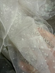 Light Pink Glitter Snowflake Sheer Tulle Fabric Sparkle Mesh Craft 122”x64”